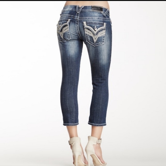 Vigoss The New York Capri Vintage Wash Embellished Flap Pocket Size 3/4 **** - Picture 1 of 13